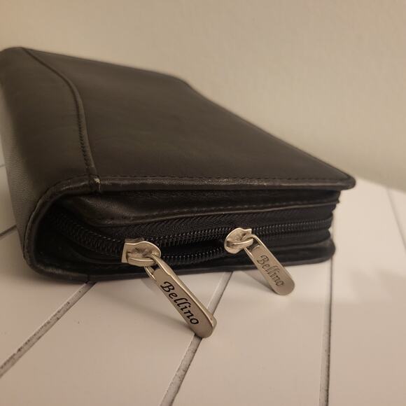 Vintage Bellino Black Leather Goods Planner BINDER Portable 6 Ring 8 x 5.5 inch - Picture 8 of 11